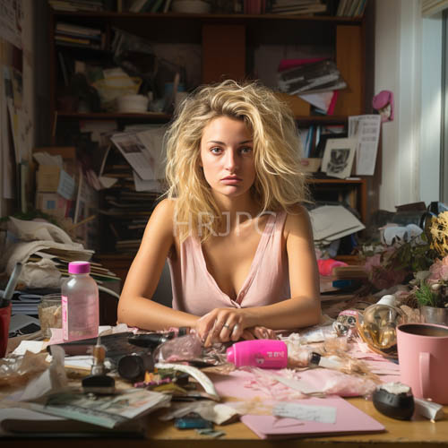 open makeup compacts rest beside scattered loose papers and heavy books