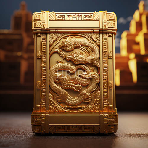 ancient dragon sculptures tower above modern city streets under dusk skies