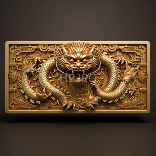 looped golden relief carvings twist across a rich dark brown backdrop