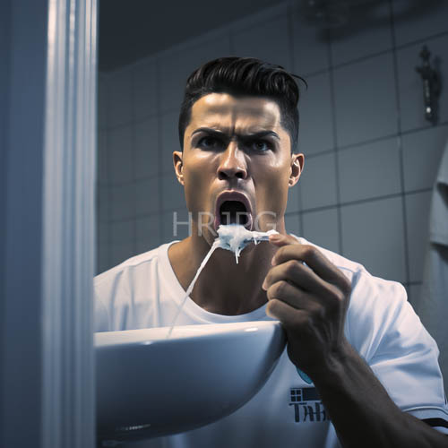 young men reveal morning routine in a clinical bathroom setting with a logo on the chest