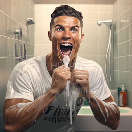 athletic mans sudden awareness in steamy bathroom shower