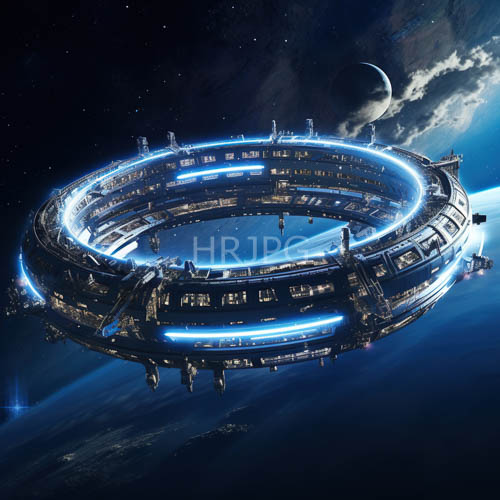 orbiting space station encircles earth in deep outer space with majestic planets and moon