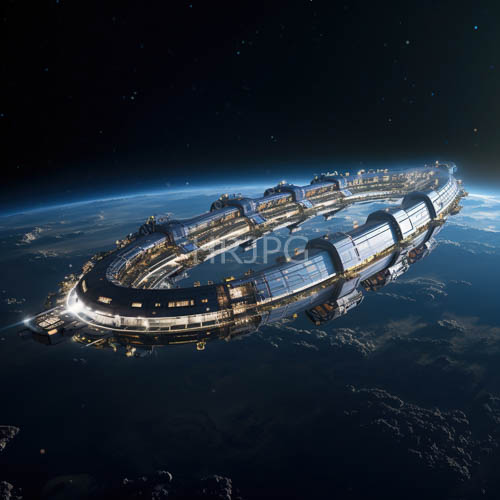 High Resolution: ONeill Cylinders Inspired Space Station with Multiple Connected Modules and Clear Lights download. | HRJPG.com