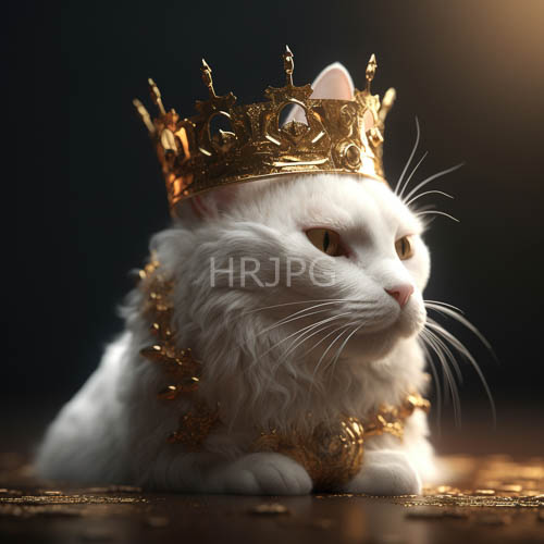 High Resolution: Elegant White Cat Profile Studies Ornate Jewelry Amidst Dark Background download. | HRJPG.com