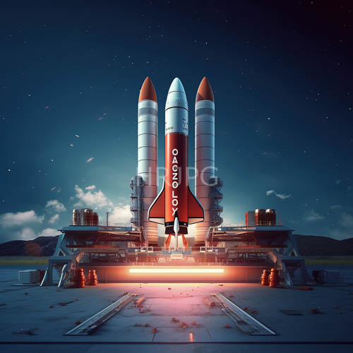 industrial launch pads rockets prepare for liftoff with intense flames illuminating machinery