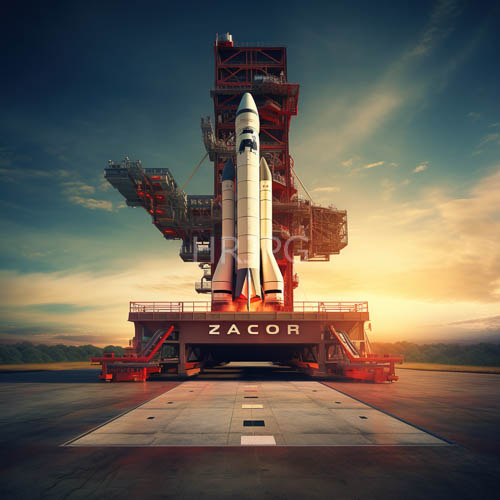 High Resolution: Launchpad Setting with Orange Sunset Light on Rocket Structures and Machinery download. | HRJPG.com