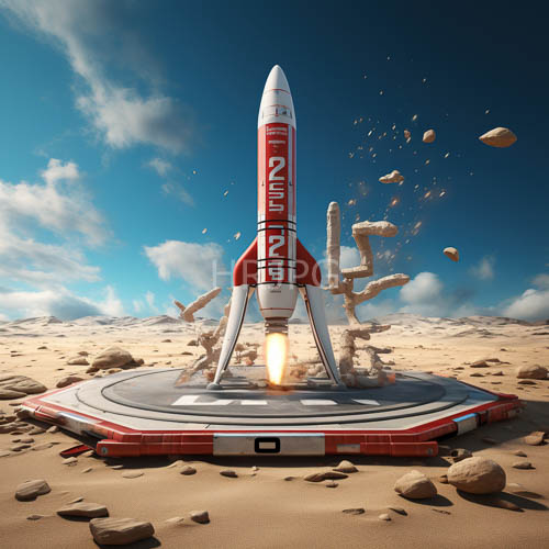 atlas v rocket blasts off from sandy desert launchpad amid vibrant sky