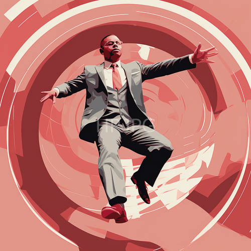 dynamic leg poses extend across a solid vibrant pink circle