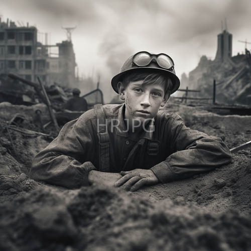 High Resolution: Soldiers Resilience Amidst Ruined War Trenches and Overcast Skies download. | HRJPG.com
