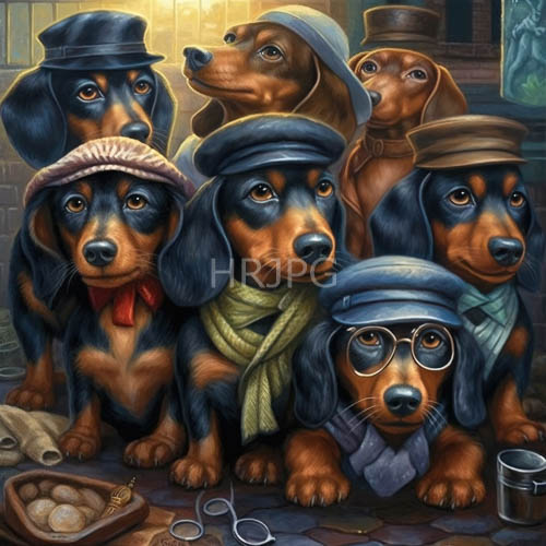 canine investigation in brick alleyway setting with egg clues and hats