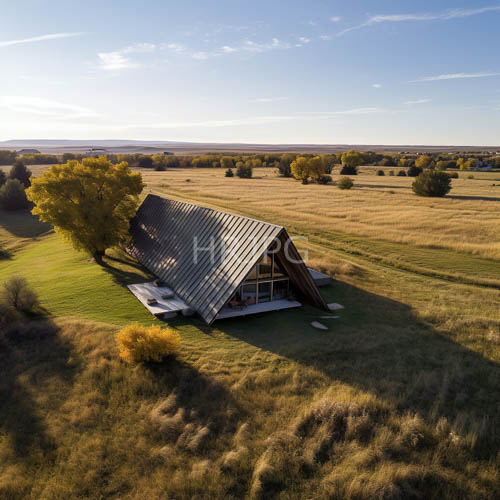 cabin facade interplay of light and shadow amongst greenery and wood