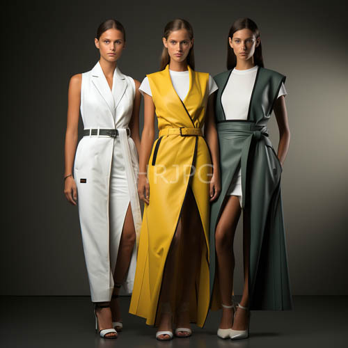 High Resolution: Monochromatic Backdrops Define Silhouettes of Fashion Models in Elegance download. | HRJPG.com