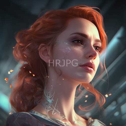 High Resolution: RedHaired Womans Enigmatic Captures Fragility and Tragic Beauty in IceLike Facial Structure download. | HRJPG.com