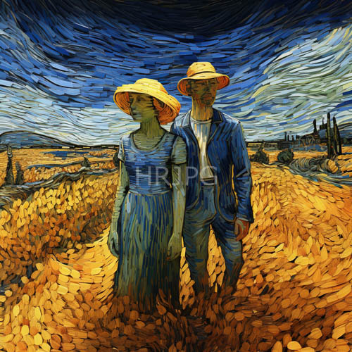 High Resolution: Wheat fields unfolding to the horizon in a PostImpressionist oil atmosphere download. | HRJPG.com