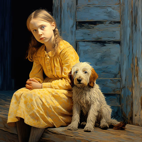 childhood friendship folds into sunlit porch with weathered wooden door