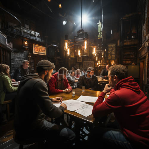 cozy intimate pub atmosphere exposed brick walls historic setting