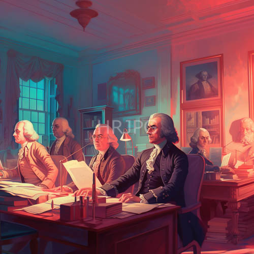 High Resolution: Elderly men assemble in an illuminated office with redblue light filtering through drapes download. | HRJPG.com
