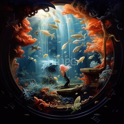 fragile coral reef formations rise amidst orange and red hues of oceanic depths
