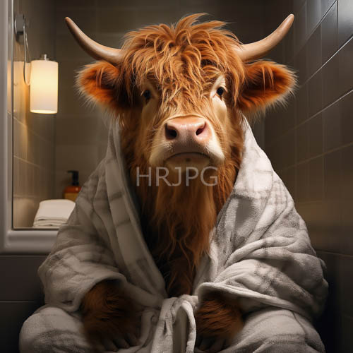 thick white towels wrap around shaggy fur inside weathered shower stalls