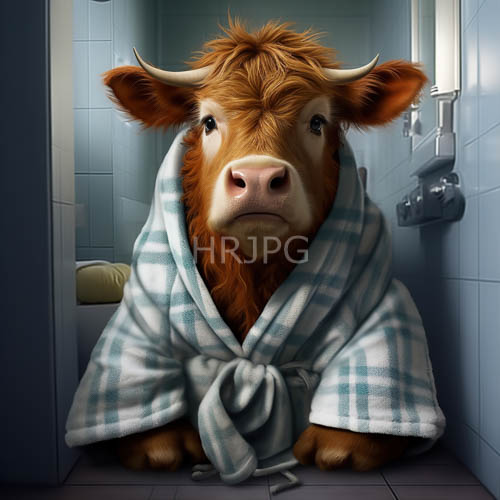 plaid patterned bathrobes hang neatly inside calm blue tiled bathrooms