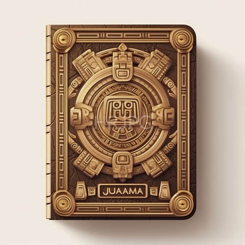 square notebook cover features intricate embossed geometric patterns with latin lettering