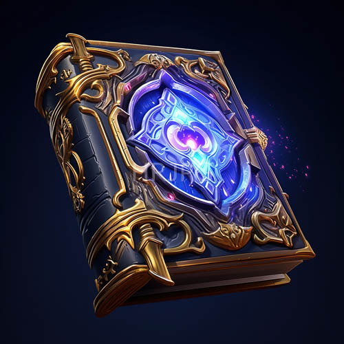 magical symbols erupt in frenzied blue and purple hues amidst ornate book cover