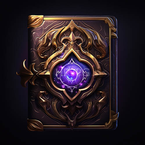 intricate symbolic patterns adorn ancient book covers with glowing crystal