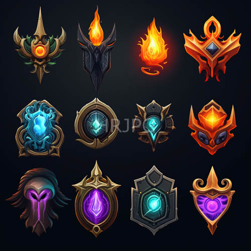 High Resolution: Fantasythemed headpieces shine against dark backdrop with vibrant colors and metallic structures download. | HRJPG.com