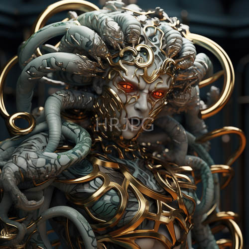 tentaclecreatures with glowing red eyes and gold armor navigate dark metallic structures
