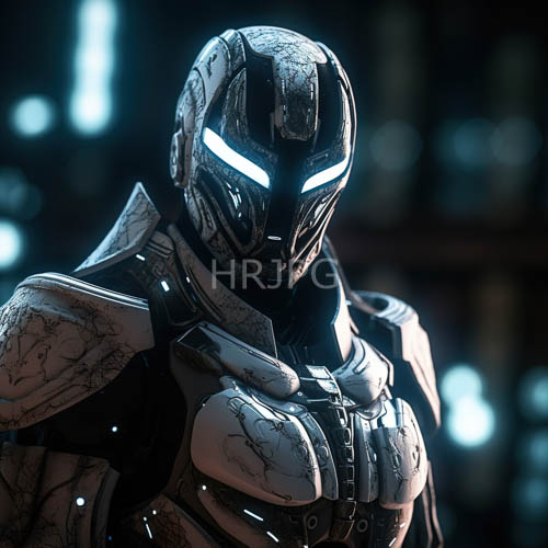 electric blue light illuminates tactical body armor inside dark industrial bays