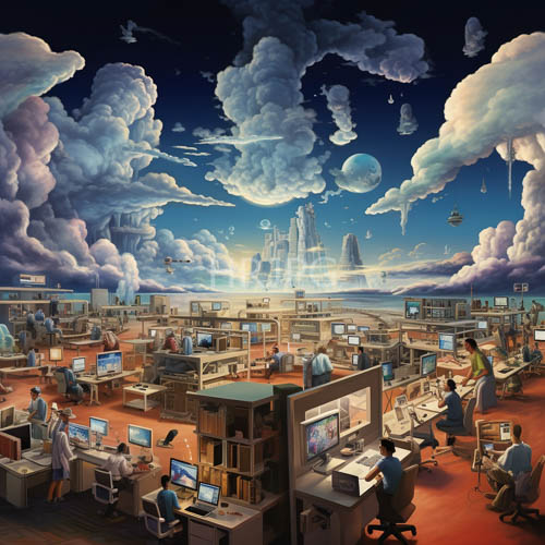 floating hospitals amidst dramatic cloudfilled skies with urban cityscapes and spacecraft