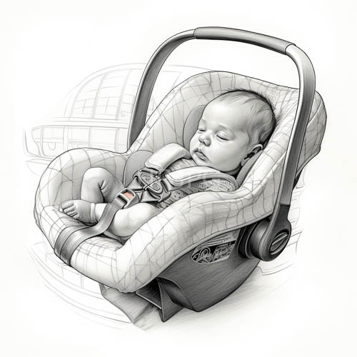 High Resolution: Sleeping Baby in Patterned Stroller with Realistic Fabric Textures and Depth download. | HRJPG.com