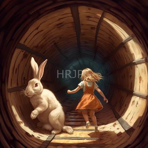 High Resolution: Wooden Tunnel Illuminated by Distant Light with Figures in Motion download. | HRJPG.com