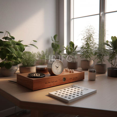 High Resolution: Minimalist Desks Showcase Order in Natural Light Settings with Greenery download. | HRJPG.com