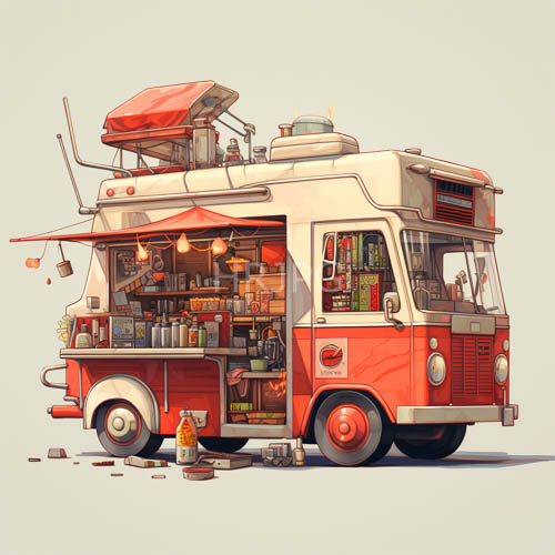 High Resolution: Vintage RedandWhite Van Cafe Converted into Mobile Center download. | HRJPG.com
