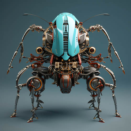 High Resolution: Shades of blue silver red and gold shine on mechanical insect wings download. | HRJPG.com