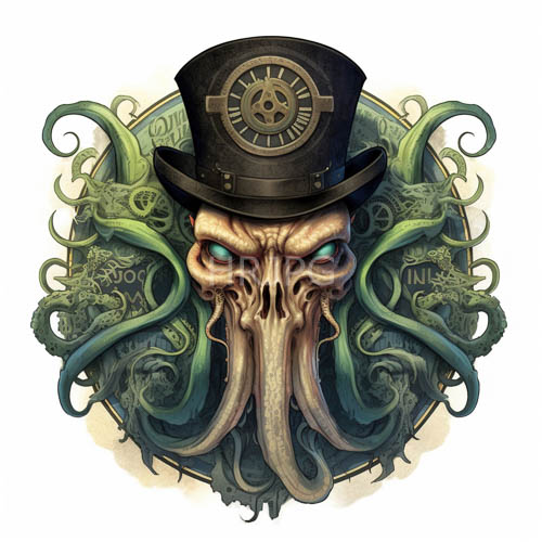 High Resolution: Glowing blue eyes emerge from swirling greententacled with intricate circular patterns download. | HRJPG.com