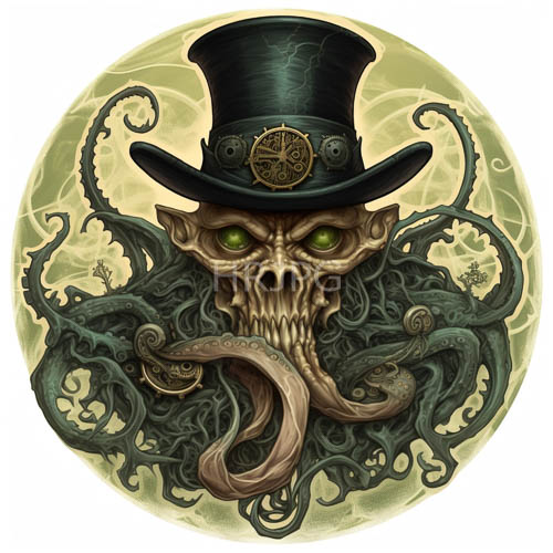 victorian curiosity meets oceanic and supernatural fantasy with skeletal octopus faces