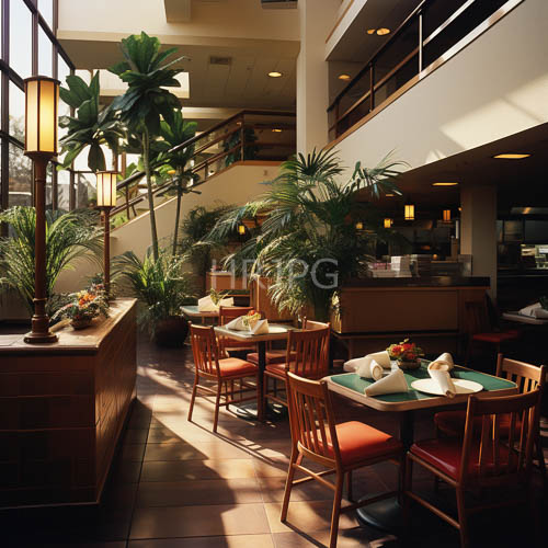 elegant restaurant with swanfolded napkins and sunlit dining atmosphere