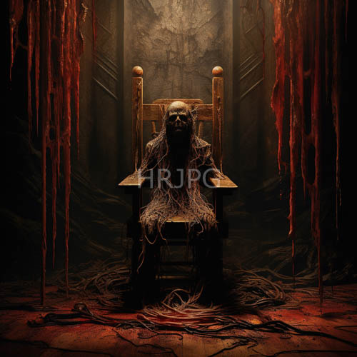 faded skeletal remains occupy crumbling stone thrones beneath worn bloodstained steps