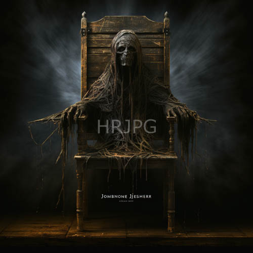 long brown hair descends upon tattered wooden thrones amidst darkened realities