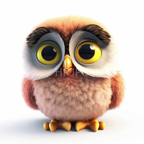 yelloweyed owls display characterfilled expressions against white backgrounds thick black eyebrows and pinkishbrown tones