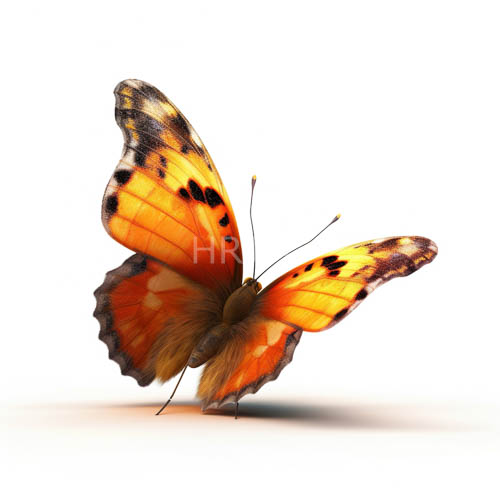 intricate orange butterflies rest against pure white backgrounds with delicate fringed tips