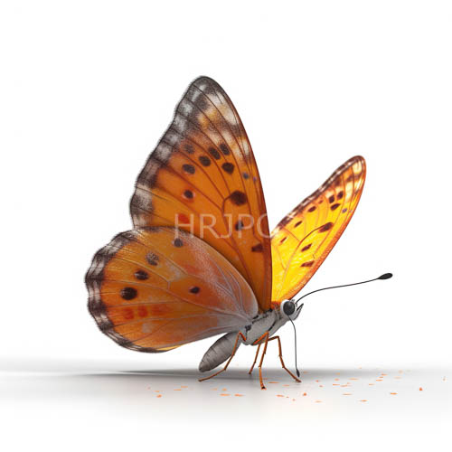 orange butterflies perched sideways against white backgrounds with fine scale textures