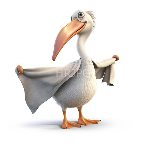 pelicanhumanoid figurines perched on webbed feet against plain backgrounds