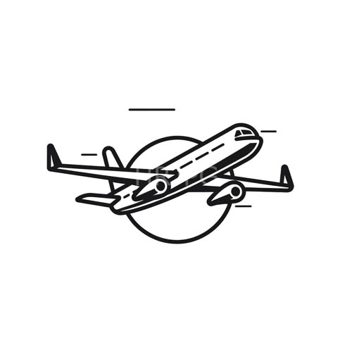 airplanes soar against a circular sun symbol in a minimalist of flight