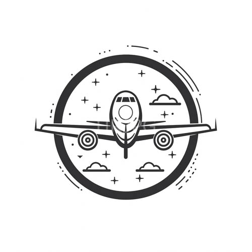 aircraft silhouettes framed within circular borders evoke a sense of isolated technological precision within celestial context