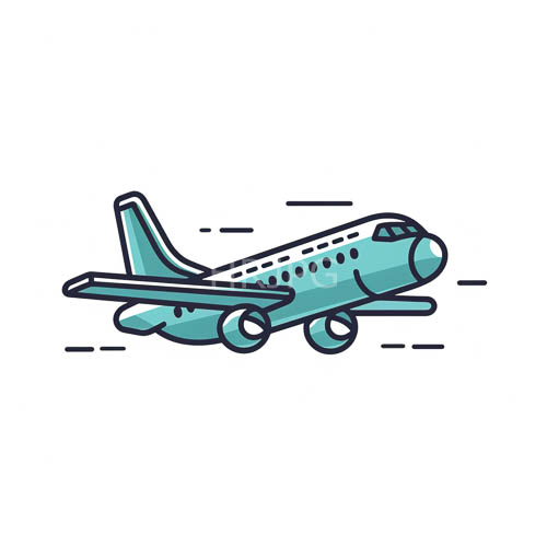 aquacolored airplanes with black outlines and dotted patterns in profile view