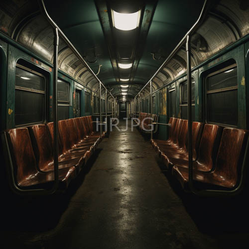 High Resolution: Muted Brown Tones Line Desolate Subway Carriage with AgeWeathered Details download. | HRJPG.com