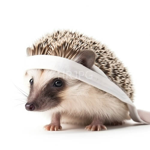 seamless white background highlights defined spines of adorable hedgehog